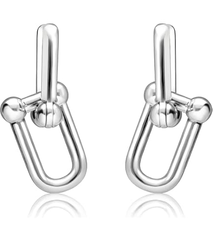 Amazon.com: U Shape Pin Earrings - Gold Plated Link & Hoop Design